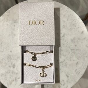 Dior Gold Chain Bracelet Duo